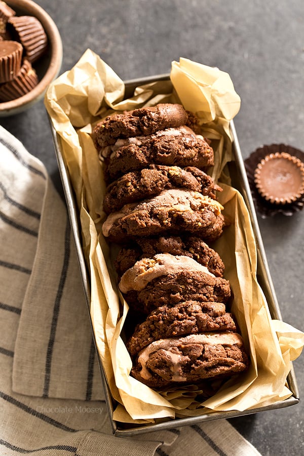 Chocolate Peanut Butter Ice Cream Cookie Sandwiches