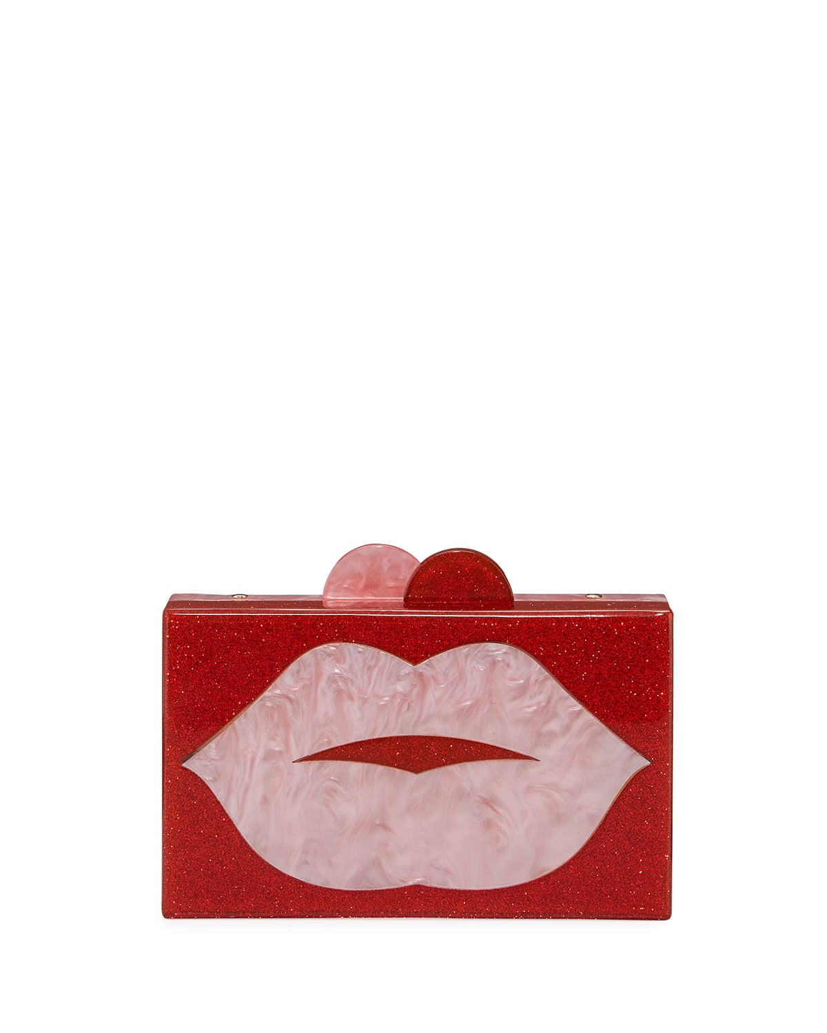 Bari Lynn Girl s Lips Glittered Acrylic Box Clutch Bag Kylie