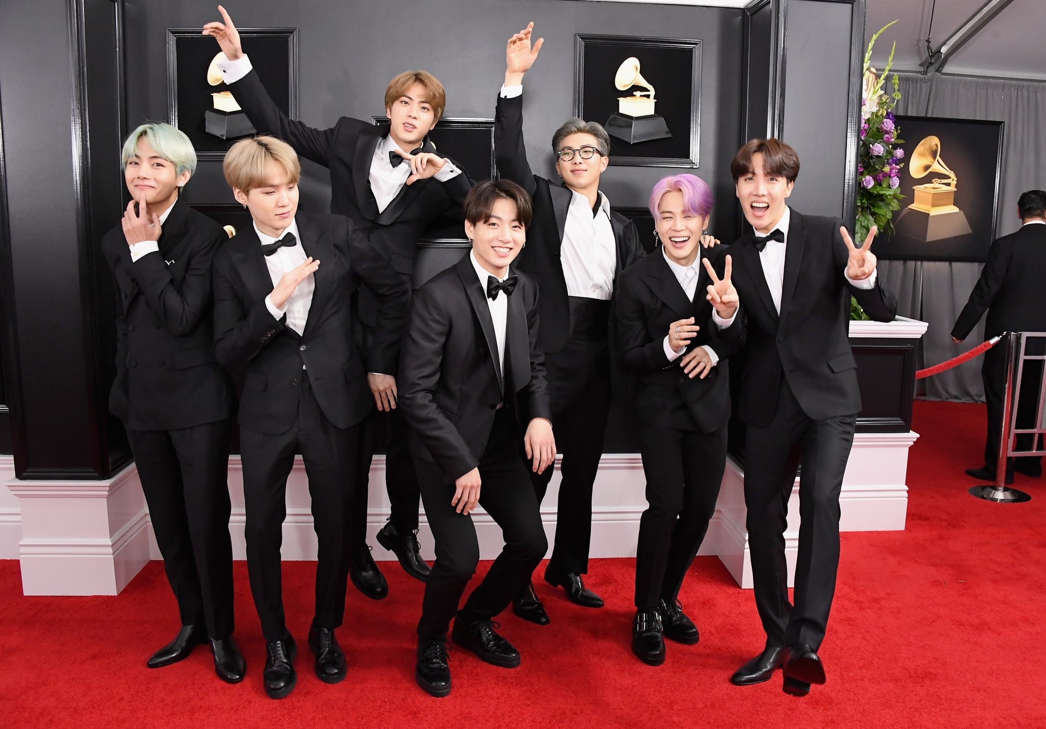 LOS ANGELES, CA - FEBRUARY 10:  South Korean boy band BTS attends the 61st Annual GRAMMY Awards at Staples Centre on February 10, 2019 in Los Angeles, California.  (Photo by Steve Granitz/WireImage)