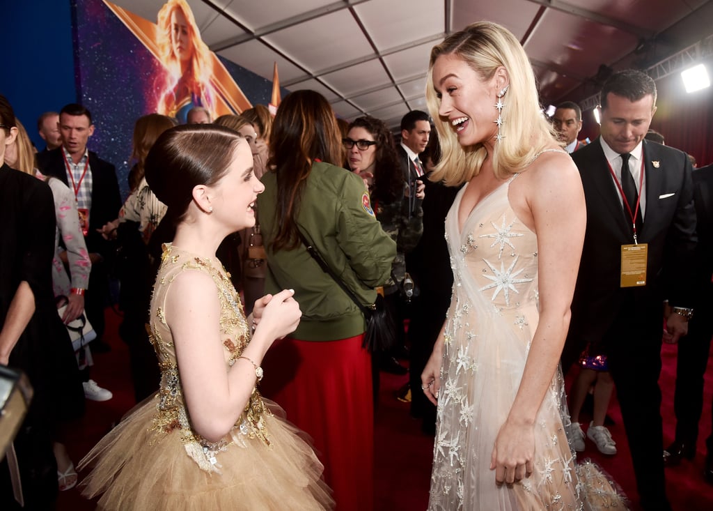 Brie Larson Gold Gown at Captain Marvel Premiere