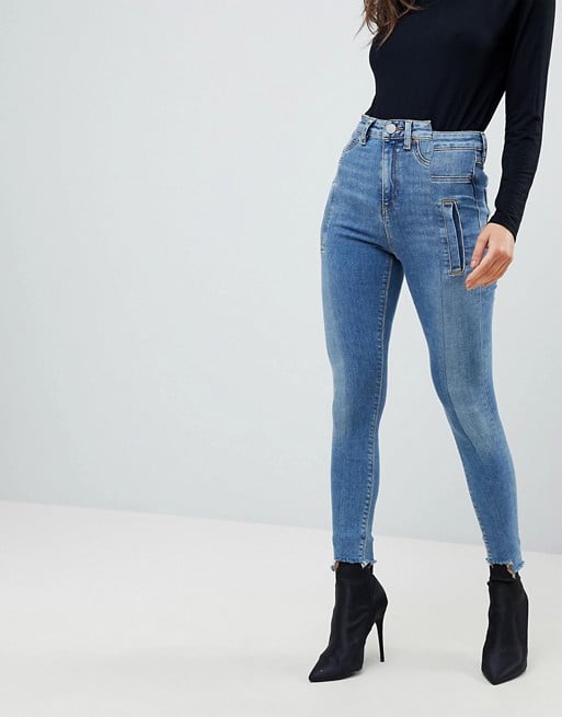 ASOS Ridley High Waist Skinny Jeans With Deconstructed Styling