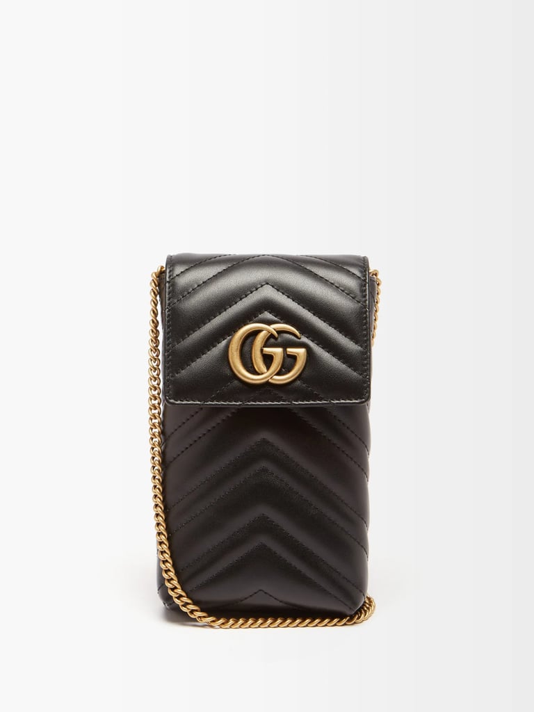 A Designer Case: Gucci Black GG-Marmont Quilted-Leather Phone Case