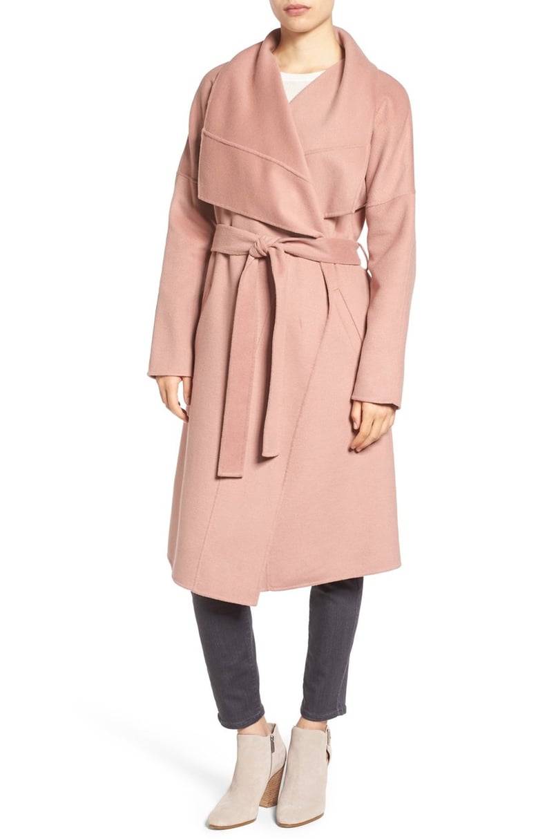 Badgley mischka double face wool wrap coat online