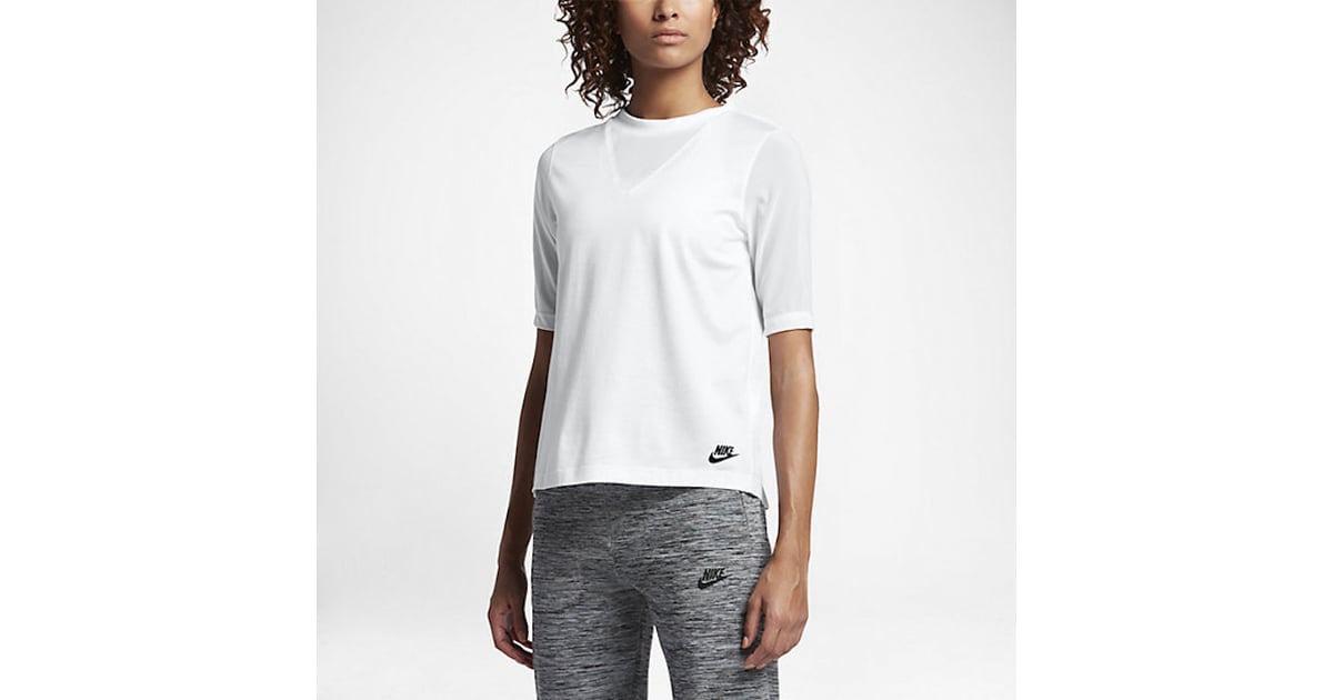 Nike Sportswear Bonded Half-Sleeve Top | Wear Head-to-Toe White to Your Next Class Dare You | POPSUGAR Fitness Photo 11