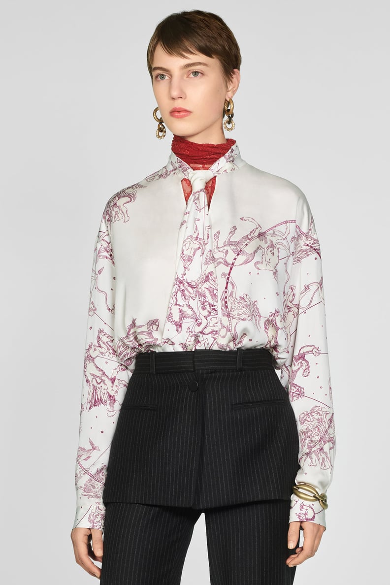 Zara Campaign Collection Printed Shirt With Tie