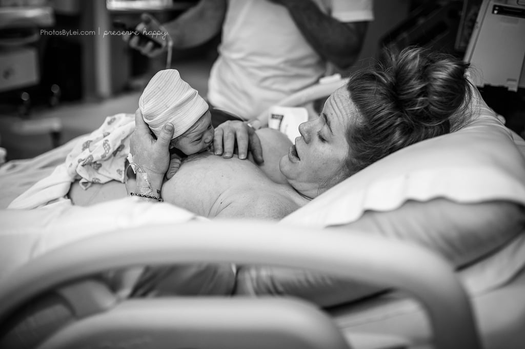 Photos of a Newborn Doing the Breast Crawl