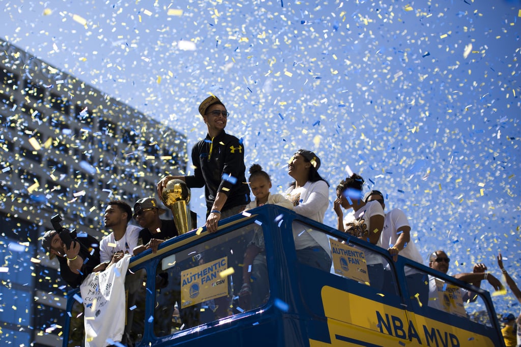 Steph Curry and His Family at Warriors Parade 2015