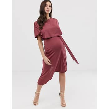 ASOS DESIGN Maternity Nursing crop top plisse midi dress