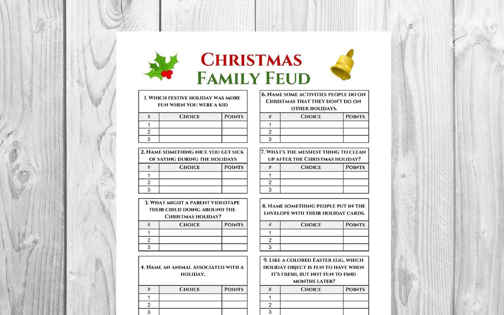 Christmas Family Feud Template Free