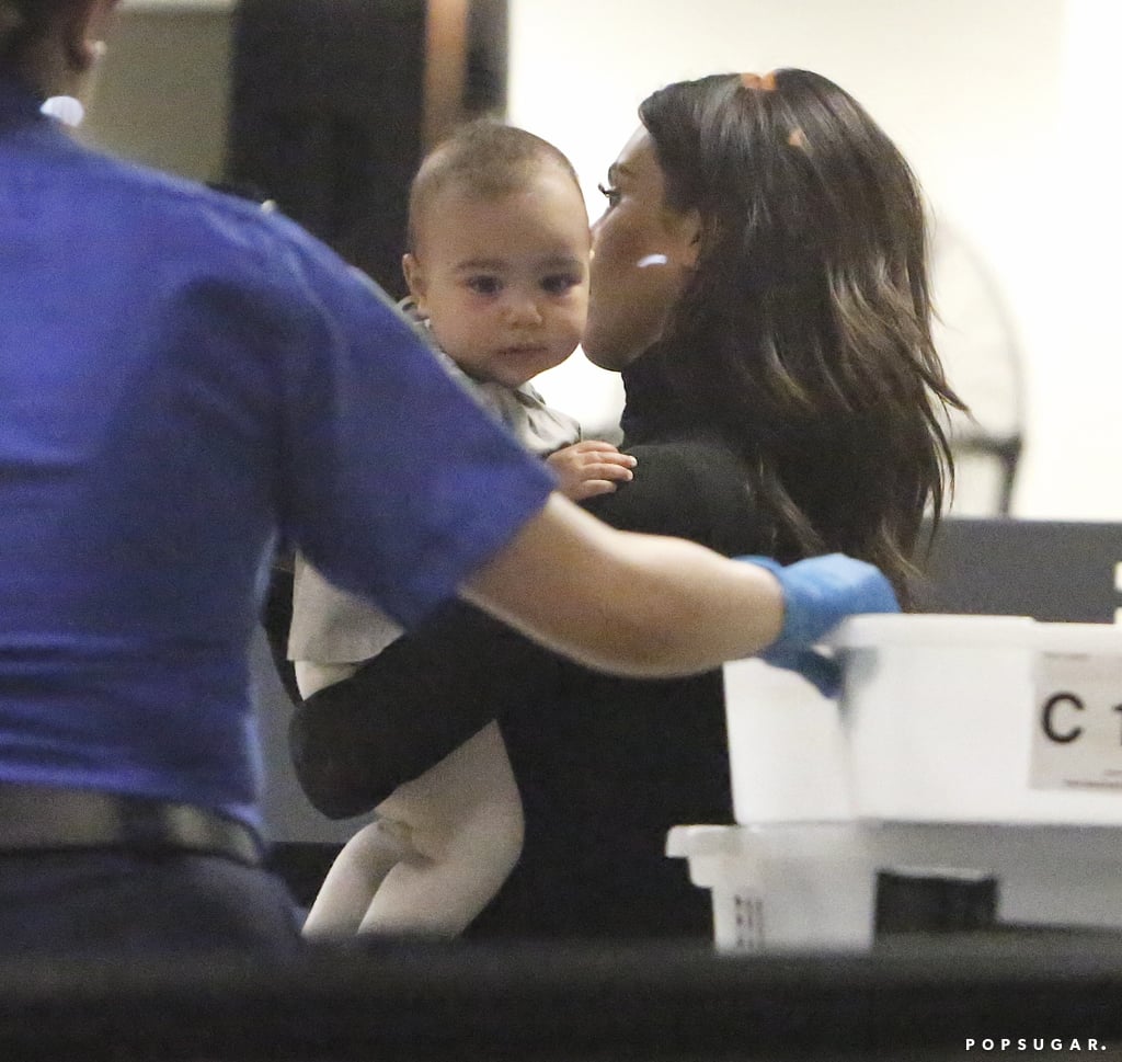 North West and Kim Kardashian at the Airport in LA
