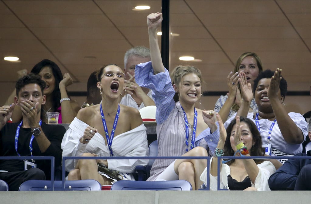 Gigi and Bella Hadid at US Open in Button-Downs 2018