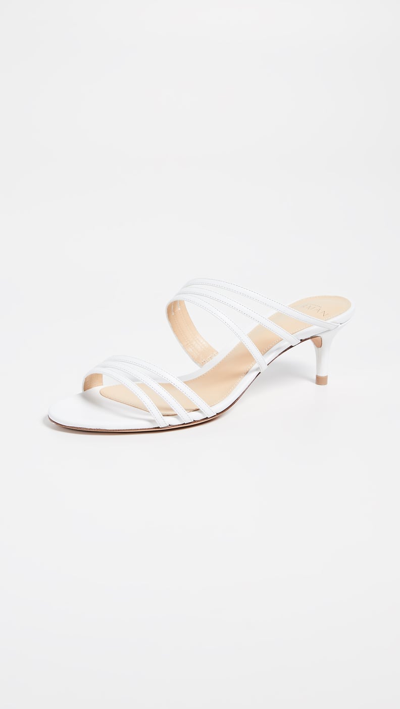 Strappy white 2024 kitten heels