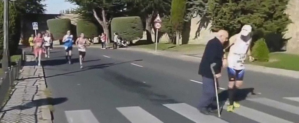 Marathon Runner Stops to Help Old Man