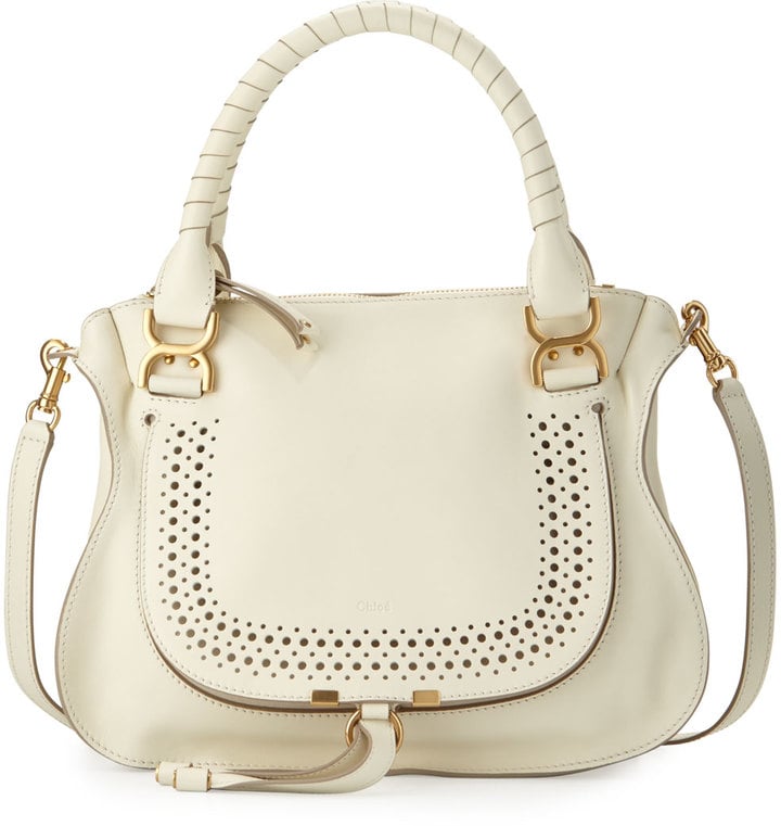 Chloé Marcie Medium Perforated Satchel Bag, White ($2,250)