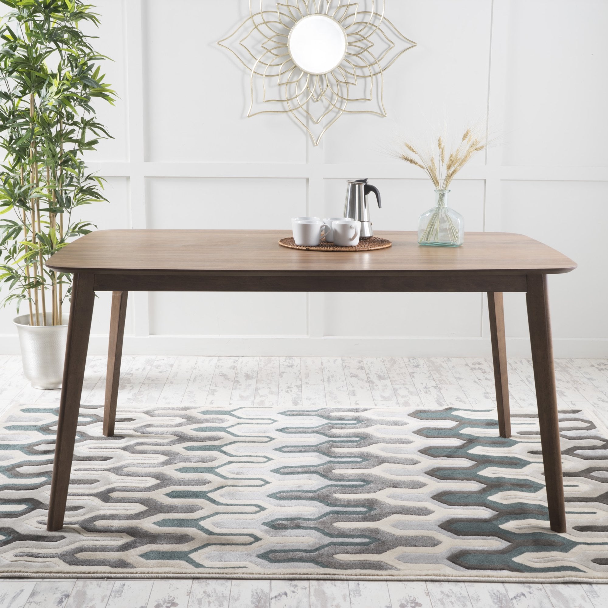 Ids online mid century glass online dining table with foot pad