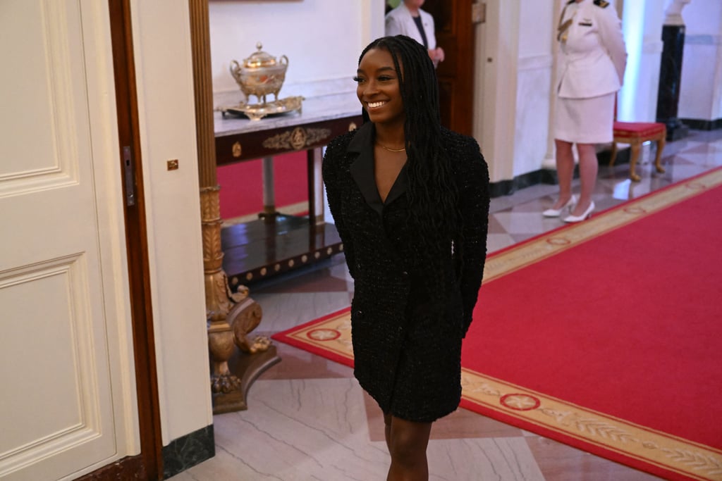 Simone Biles Black Tweed Minidress at the White House