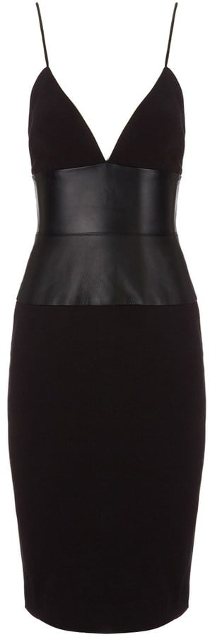 L'Agence Black Leather Bodice Dress