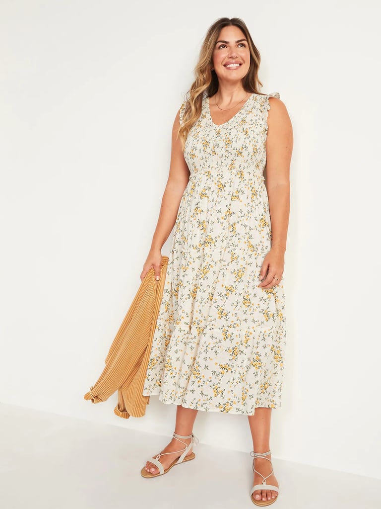 Old Navy Fit and Flare Smocked Floral Maxi Dress