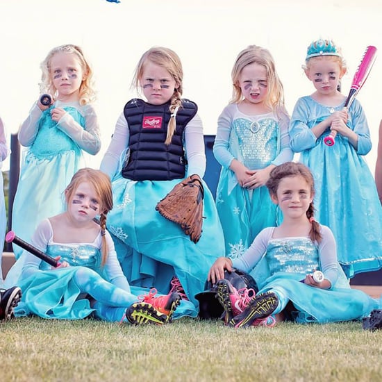 Girls' Frozen-Inspired Softball Team Photo