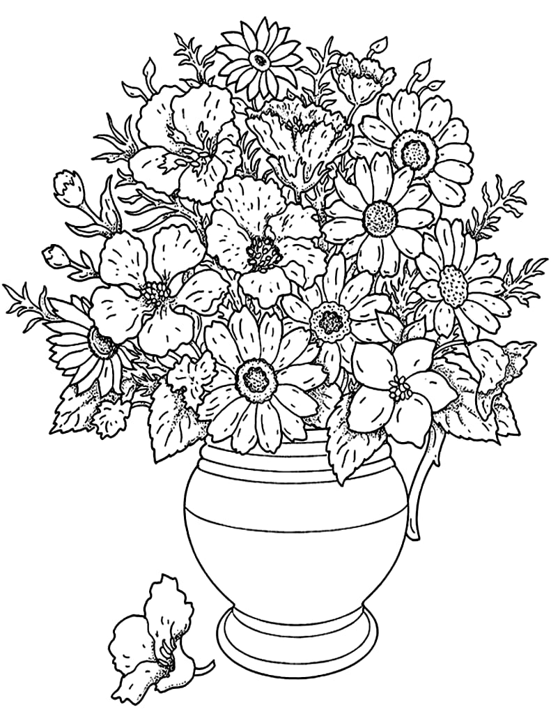 Adult Coloring Page: Flower Bouquet