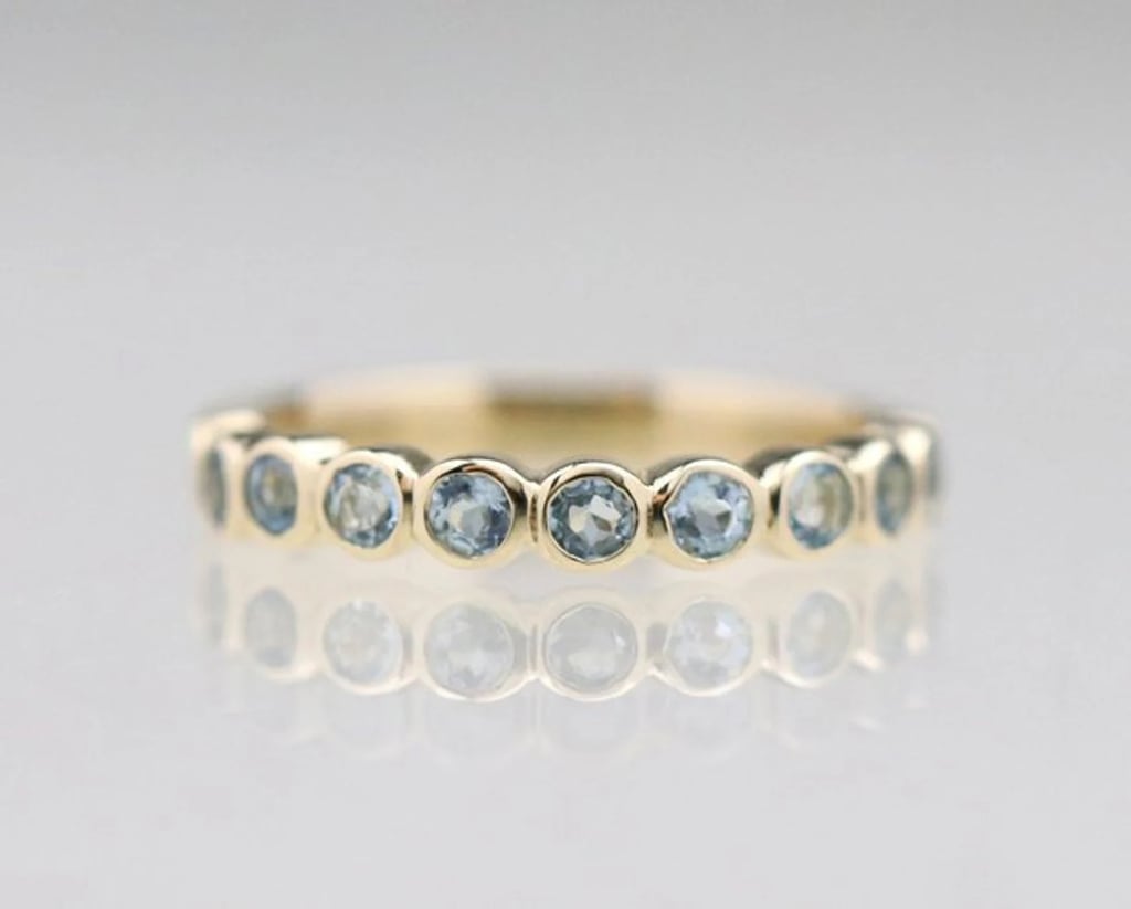 Second Engagement Ring Idea: Sands and Gold Aquamarine Bezel Band