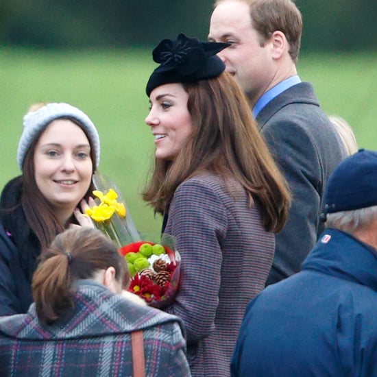 Kate Middleton Wearing a Purple Tweed Suit