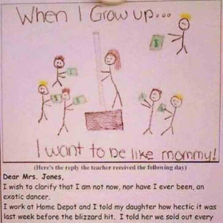 Picture Your Funny Kid Draws Mom Pole Dancing On Top. Read This And