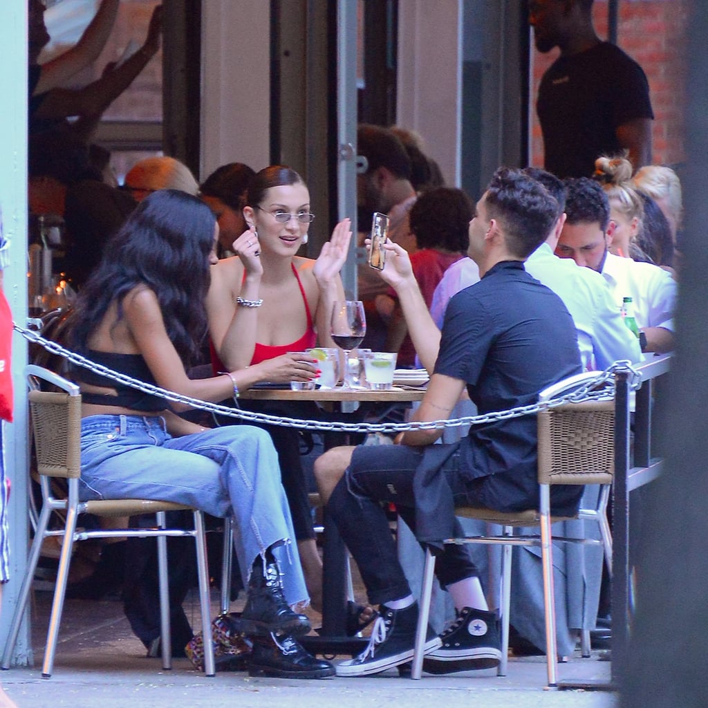 Bella Hadid's Black Mesh Sandals