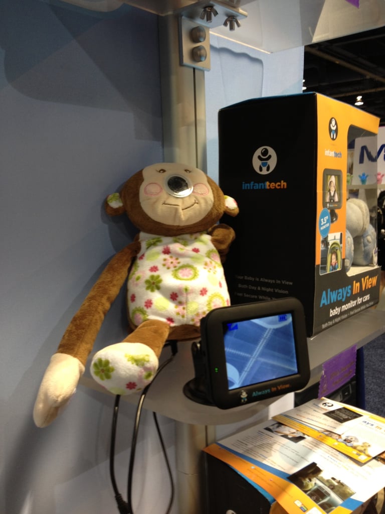 The "Always in View" Baby Monitor For Cars is a wireless video monitoring system designed to help parents keep an eye on rear-facing tots. It places a camera in the nose of a stuffed animal, while a GPS-style monitor mounts on the car's dashboard.