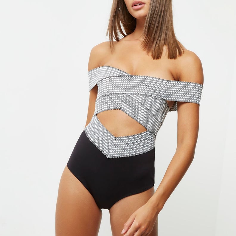 River Island Bandage Bardot Cutout Swimsuit