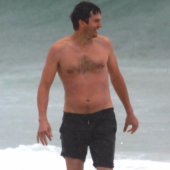 Ashton Kutcher Shirtless on the Beach in Brazil Oct. 2017