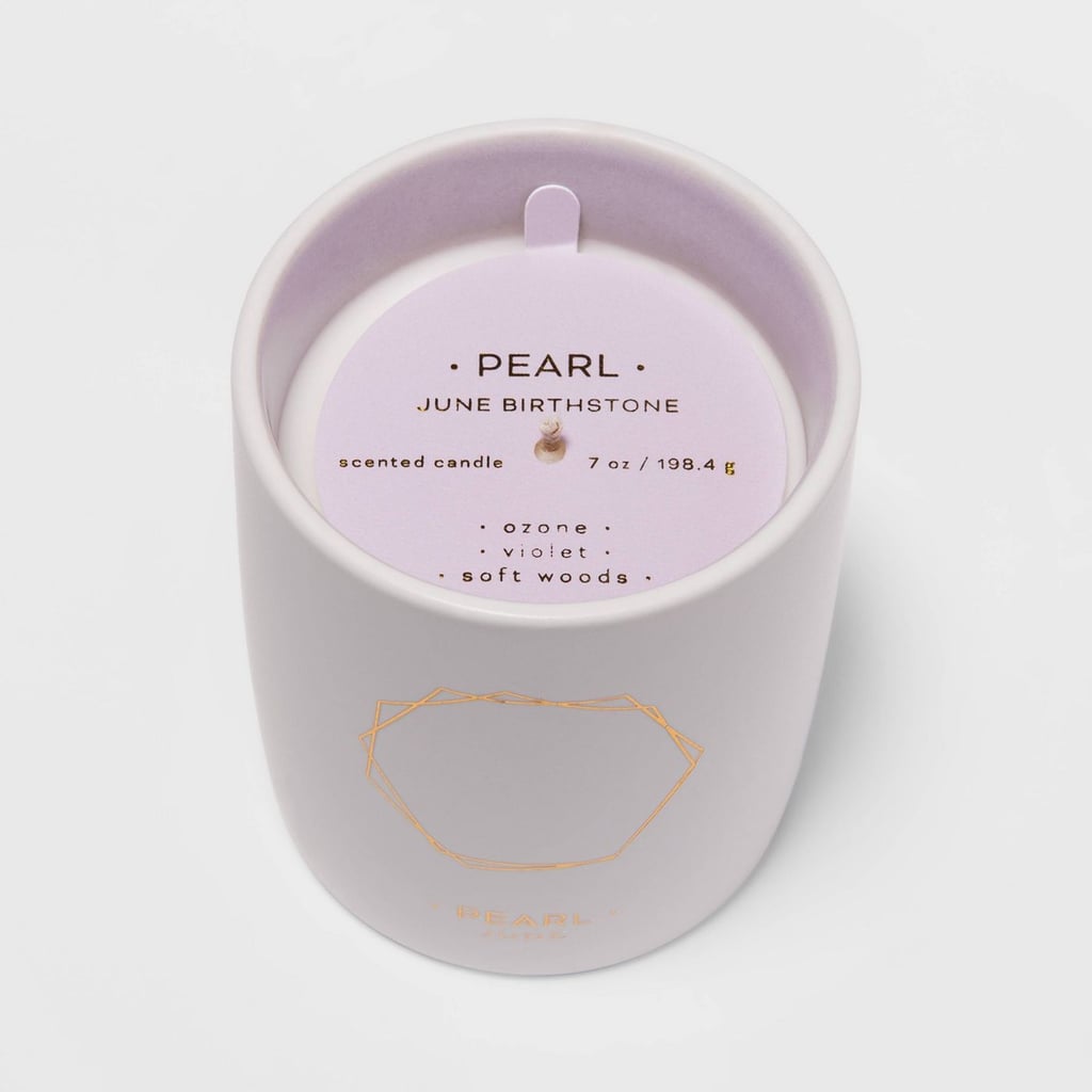 7oz Birthstone Ceramic Jar Pearl Candle (June)