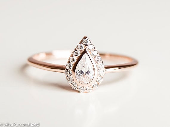 Etsy AlyaPersonalized Pear-Cut Engagement Ring