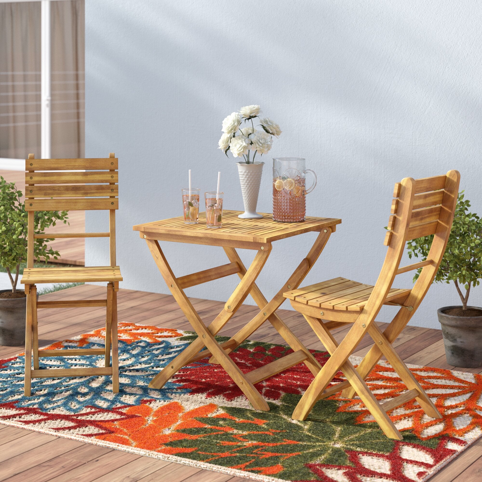 Vifah outdoor wood deals folding bistro chairs