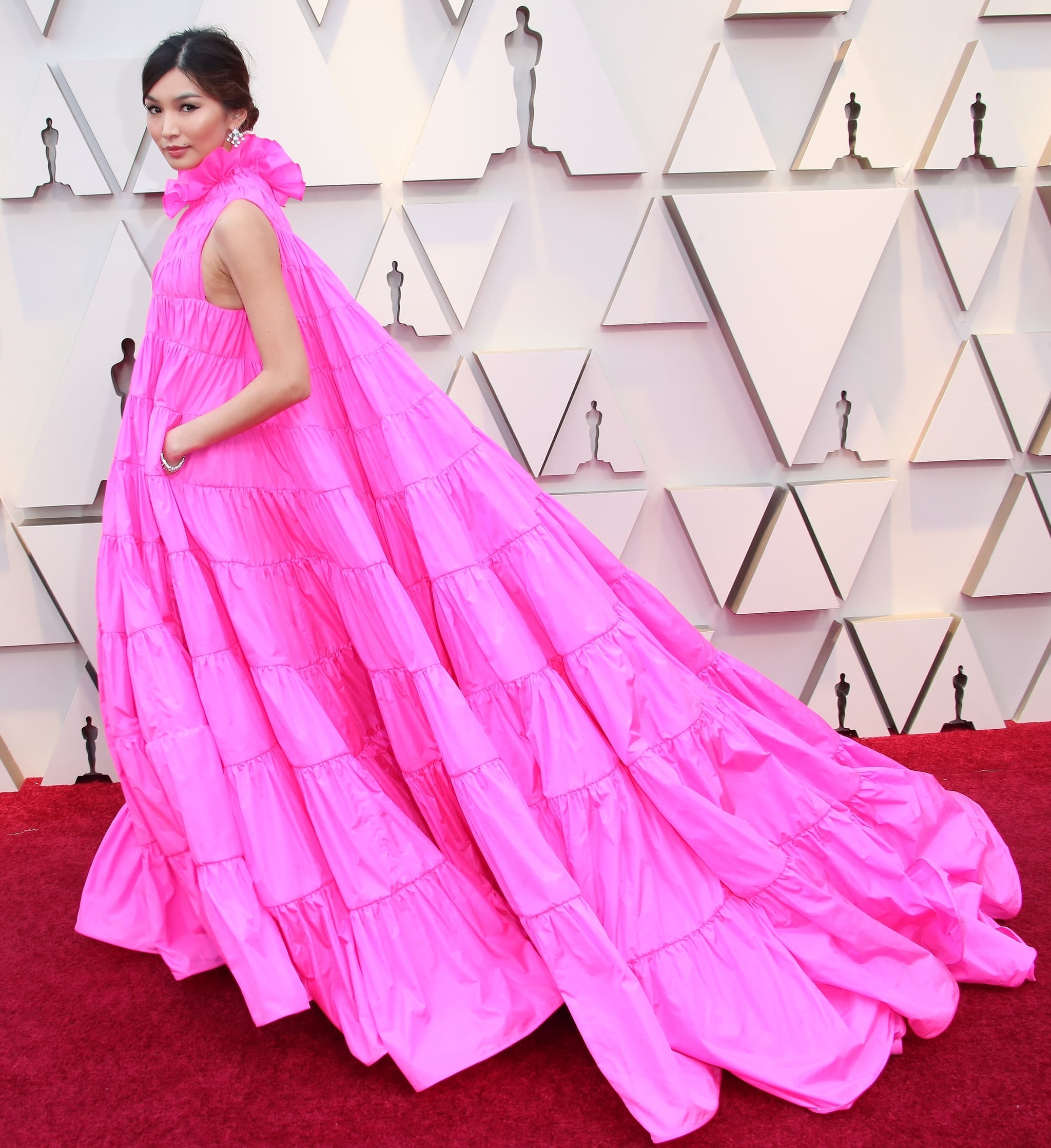 gemma chan pink dior dress