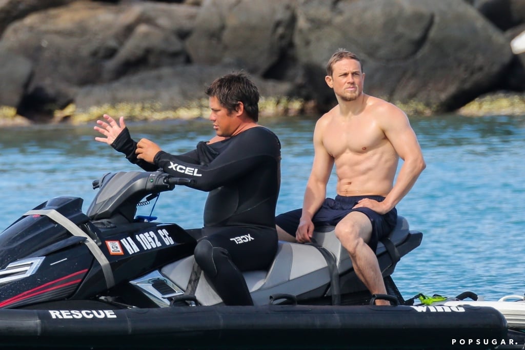 Charlie Hunnam Shirtless on the Beach in Hawaii March 2018