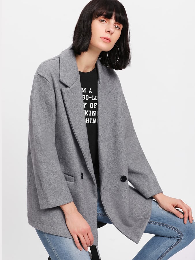 Shein Notch Colla Patched Blazer
