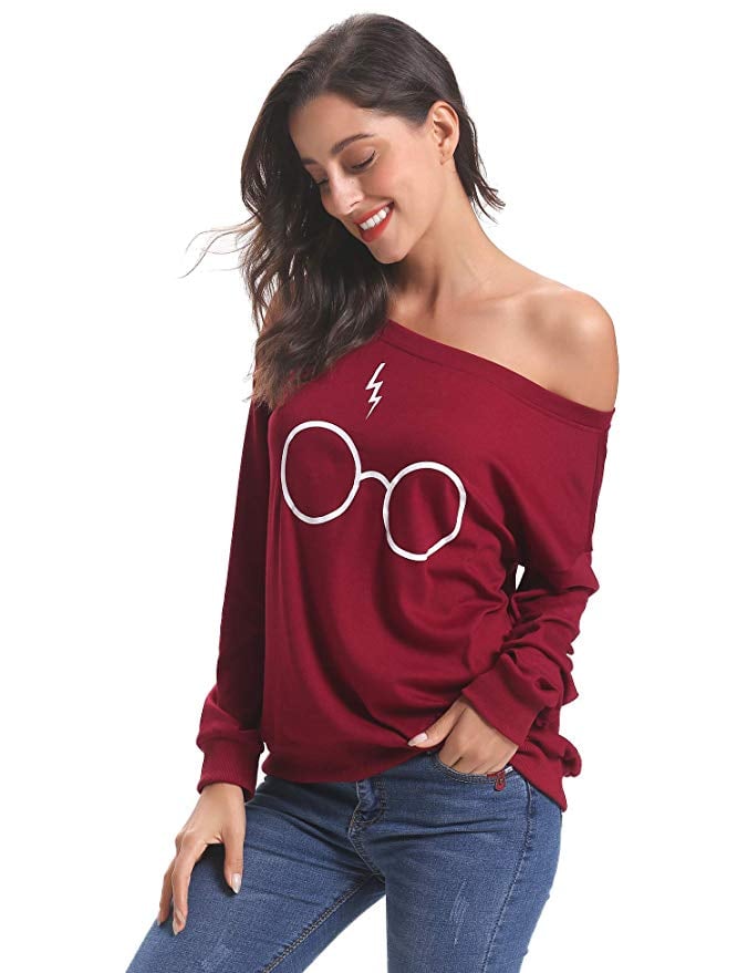Harry Potter Off-the-Shoulder Loose Knit Pullover Sweater