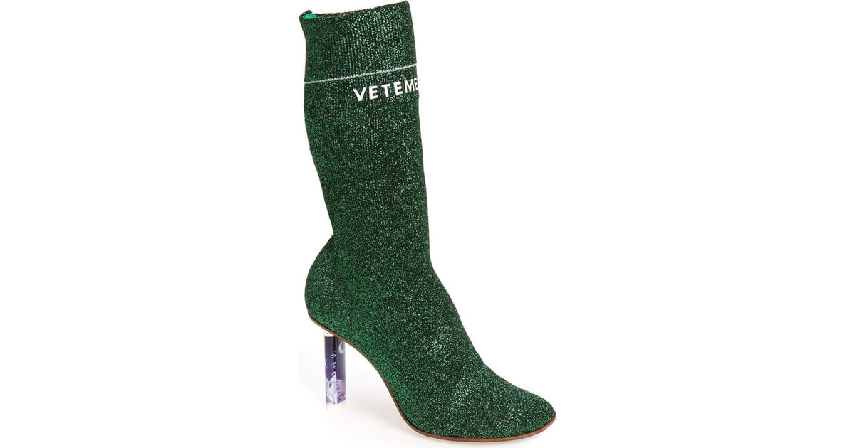 The glittery Vetements Sock Boot (2,230) is a classic on the street