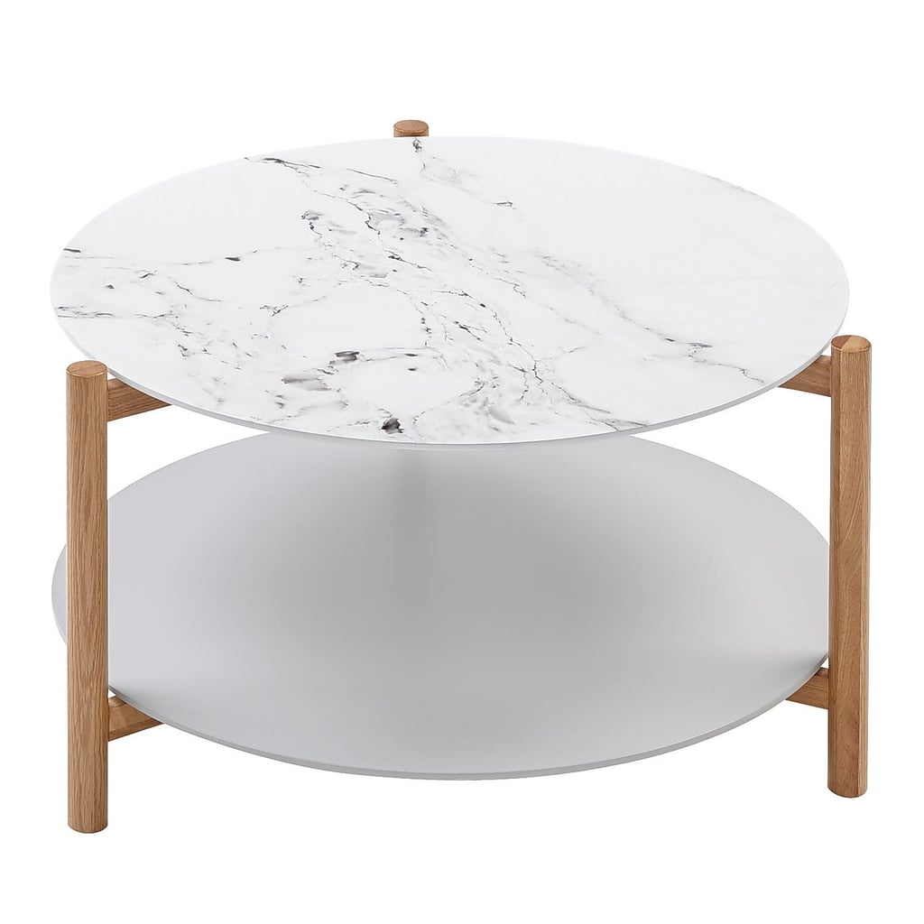 Saturn White Coffee Table With Shelf