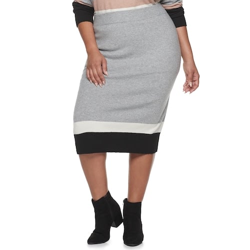 Apt. 9 x Cara Santana Plus Size Colorblock Sweater Skirt