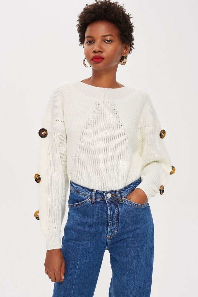 Topshop Button Sleeve Jumper