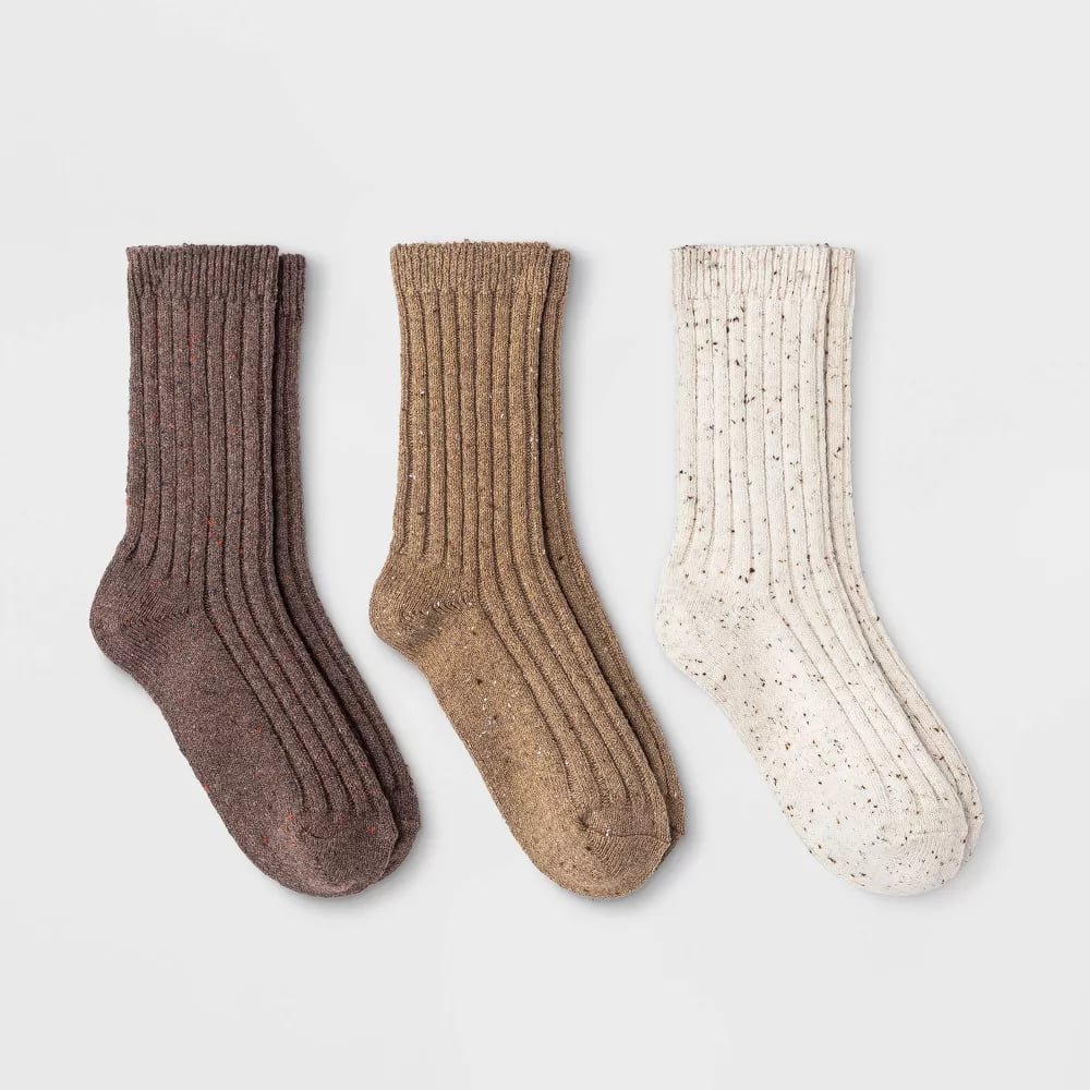Cozy Socks: Universal Thread Women's Fine Ribbed Nep 3pk Crew Socks