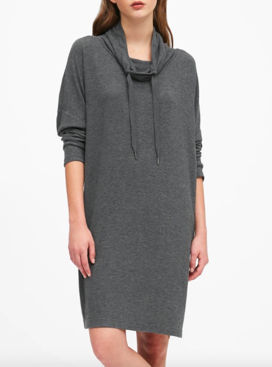 Plush Jersey Funnel-Neck Dress