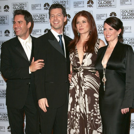 The cast of Will and Grace, Eric McCormack, Sean Hayes, Debra Messing, and Meghan Mullally, posed backstage during the 2006 show.