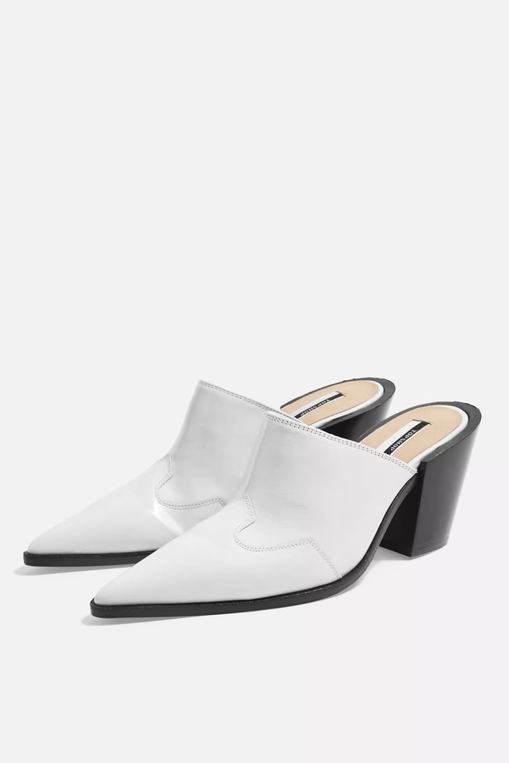 topshop lana leather chunky mule in khaki