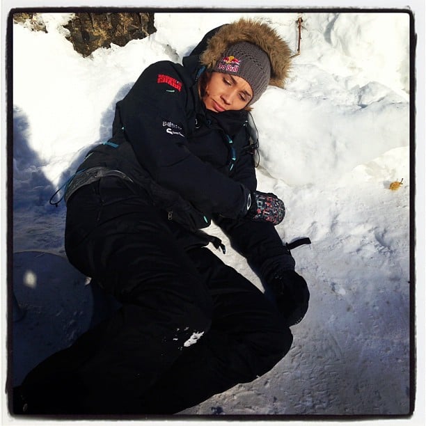 Her rest time got a bit chillier when she made the switch from the Summer to Winter Olympics, and with a picture lying in the snow, she wrote, "In track and field when I'm tired I would just go lay on the high jump pit. In bobsled I . . . "
Source: Instagram user lolojones