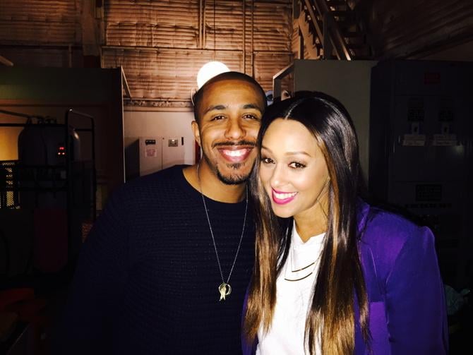 Mowry and Houston posed together on the set of Instant Mom.