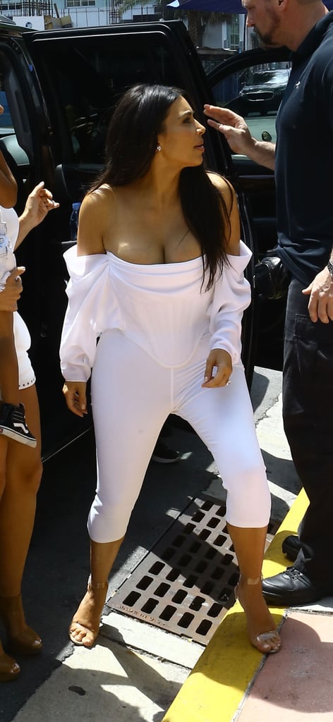 Kim Kardashian White Jumpsuit in Miami April 2016