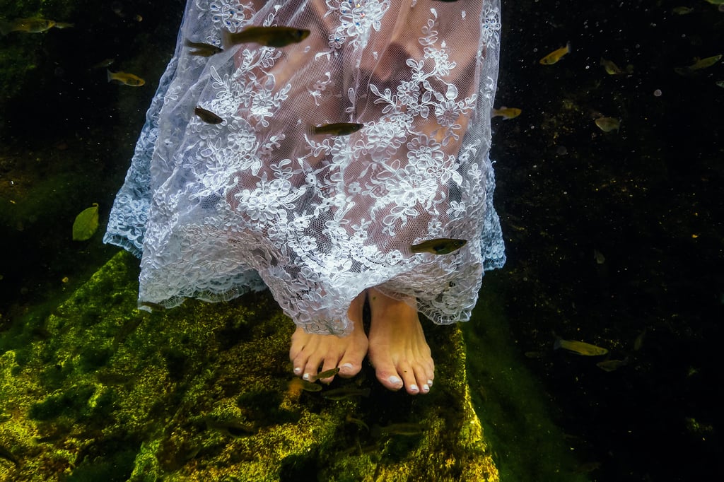 Underwater Trash-the-Wedding-Dress Shoot